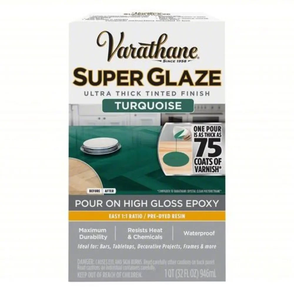 VARATHANE Finish 32 fl oz Turquoise, Super Glaze - new in box